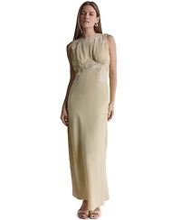Bcbg Women's Lace-Trim Empire-Waist Crewneck Sleeveless Maxi Dress