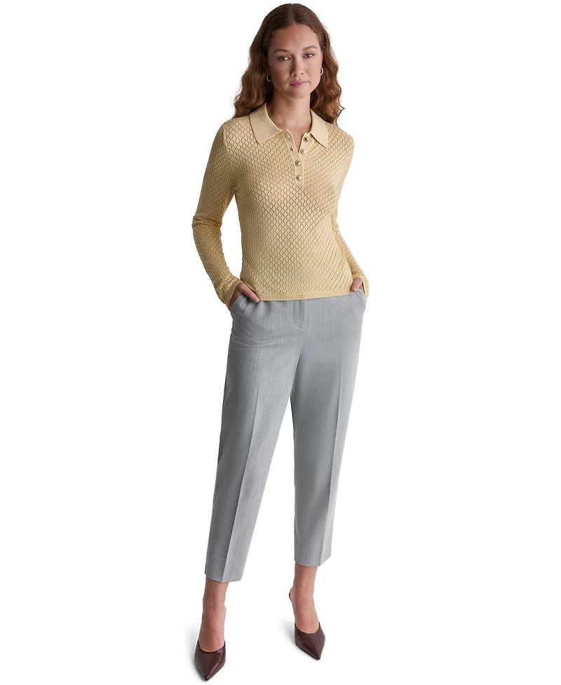 Bcbg Women's Long-Sleeve Knit Polo Shirt