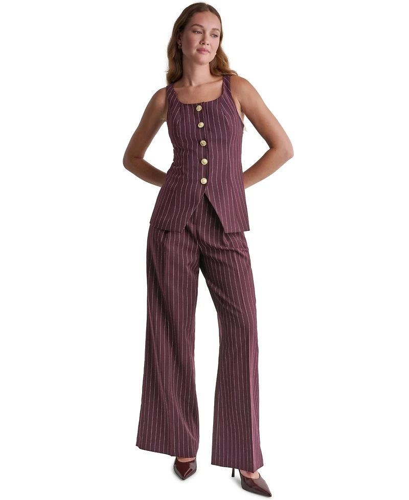Bcbg Women's High-Rise Wide-Leg Pinstripe Pants