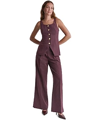 Bcbg Women's High-Rise Wide-Leg Pinstripe Pants
