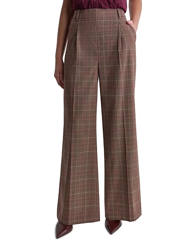 Bcbg Women's Wide-Leg Pleated Plaid Pants