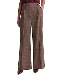 Bcbg Women's Wide-Leg Pleated Plaid Pants