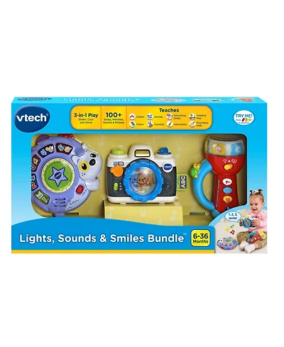 VTech Infant Bundle Musical Learning 3-Piece Flashlight, Tambourine and Camera Set, Ages 6 Months+