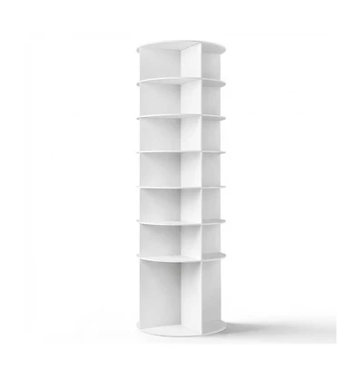 Slickblue 7-Tier Revolving Shoe Storage Rack with Wood-Plastic Composite Frame