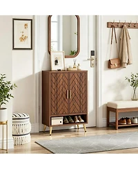 Slickblue 2 Door Shoe Rack Cabinet for Entryway Hallway and Living Room