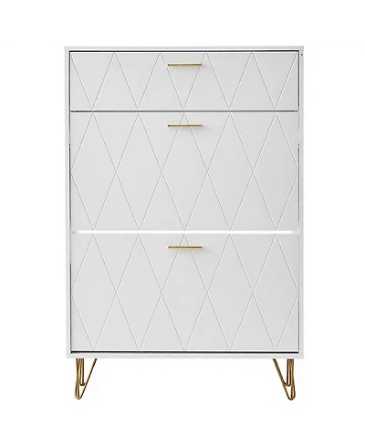Slickblue Freestanding Shoe Organizer Cabinet with 3 Flip Drawers for Entryway