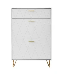 Slickblue Freestanding Shoe Organizer Cabinet with 3 Flip Drawers for Entryway