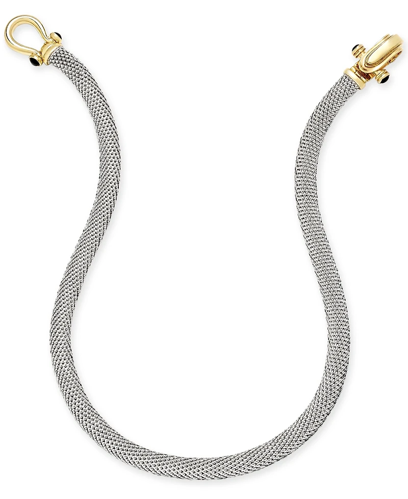 Italian Gold Rounded Mesh Collar Necklace in 14k Gold over Sterling Silver