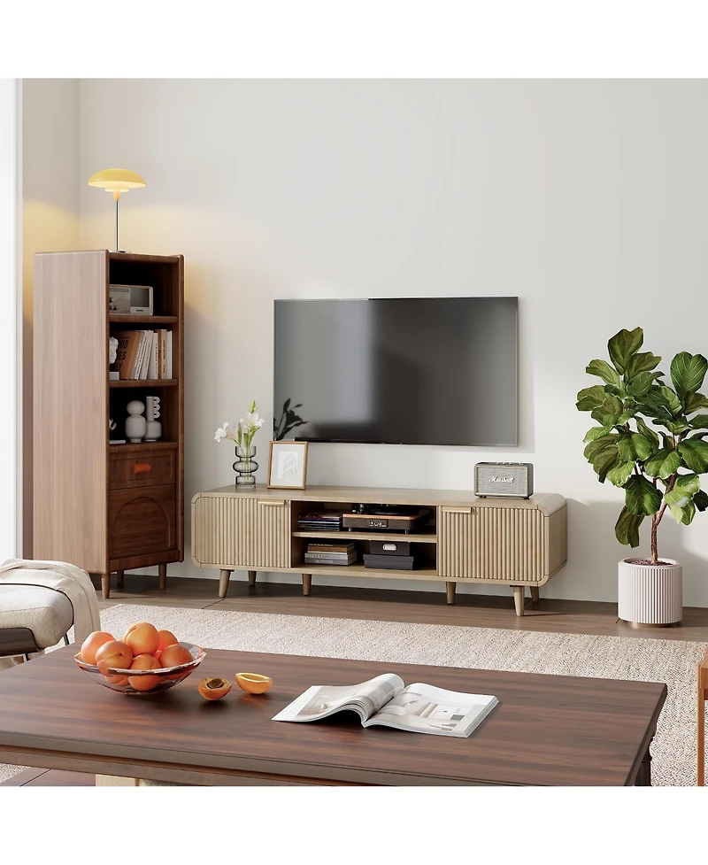 gaomon Tv Stand for 65 Inch Tv, 54 in. Media Tv Console with Open Storage Shelves, Storag-e Cabinet, Modern Entertainment Center for Living Room