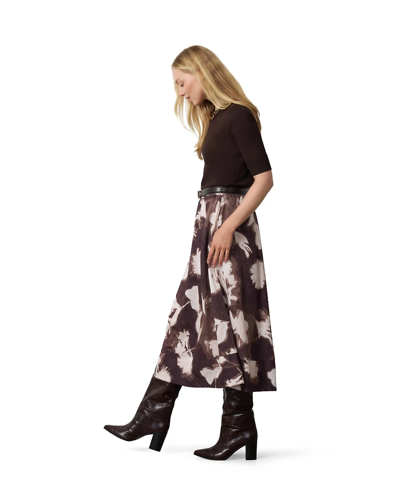 Cable & Gauge Women's Floral Pull-On Midi Skirt