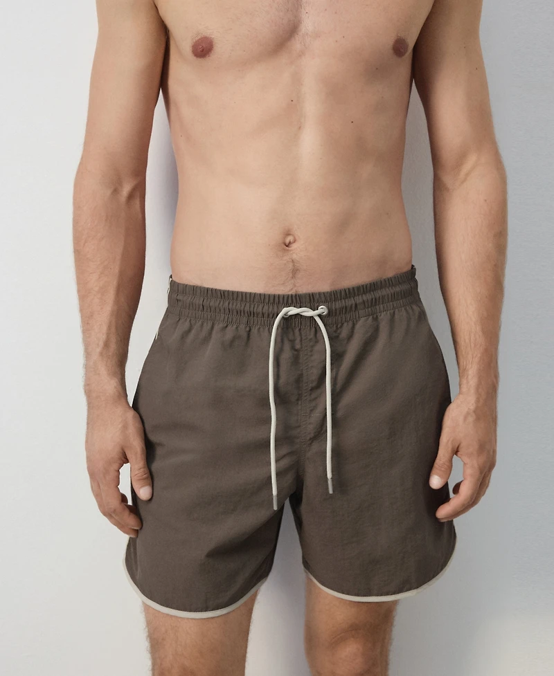 Mango Men's Basic Drawstring Straight-Fit Swim Trunks, 6.1" Inseam