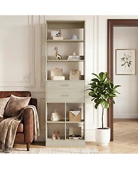 Aheaplus Small Wood Closet Organizer with Drawers and Storage Cubic for Bedroom