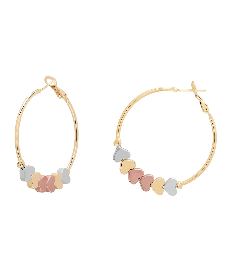 Macy's Tri-Color Heart Charms on Hoop Earrings