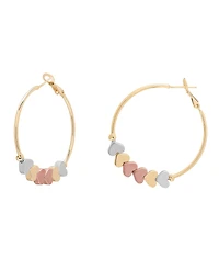 Macy's Tri-Color Heart Charms on Hoop Earrings