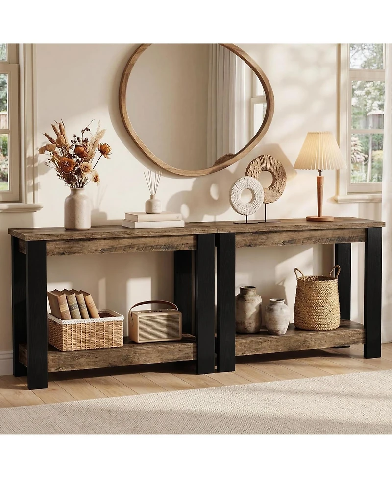 Tribesigns 41" Industrial Console Table for Entryway, 2-Tier Narrow Sofa Table with Wood Finish, Modern Farmhouse Accent Furniture