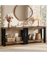 Tribesigns 41" Industrial Console Table for Entryway, 2-Tier Narrow Sofa Table with Wood Finish, Modern Farmhouse Accent Furniture