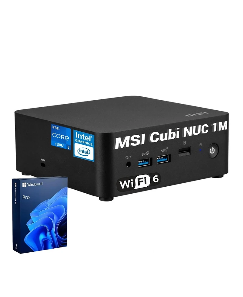 Msi Cubi Business Mini Desktop, Intel Core 5 120U, Intel Graphics, 32GB DDR5, 1TB Ssd, Wi-Fi 6, Win11 Pro, Black