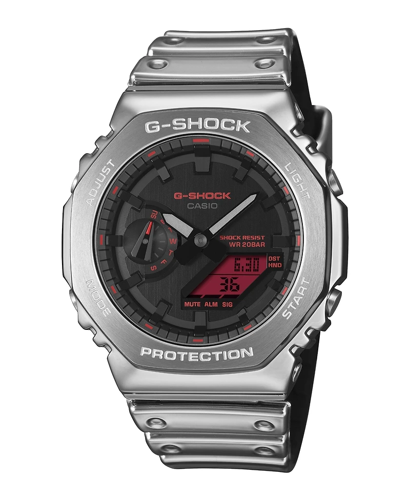 G-Shock Men's Analog Digital Silver-Tone Silicone Watch 44.4mm