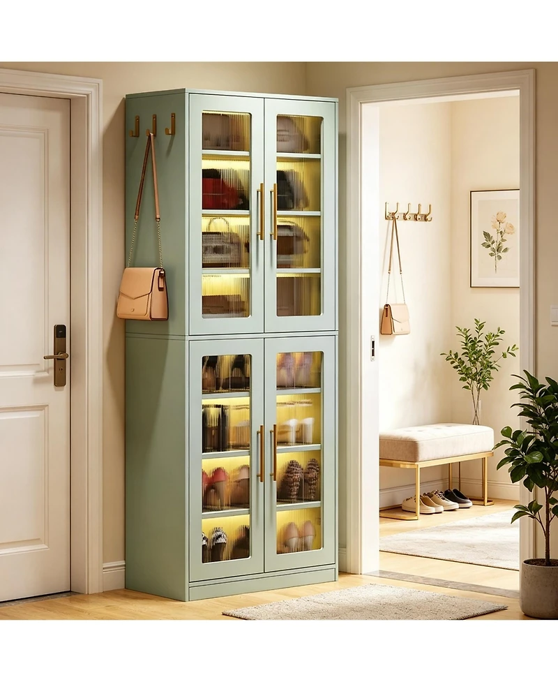 Slickblue 4 Door Shoe Storage Cabinet for Entryway Hallway Organization