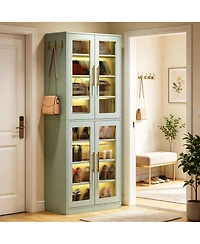 Slickblue 4 Door Shoe Storage Cabinet for Entryway Hallway Organization