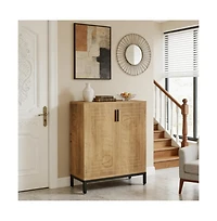 Slickblue Engineered Wood Shoe Cabinet with 2 Front Doors for Home Storage