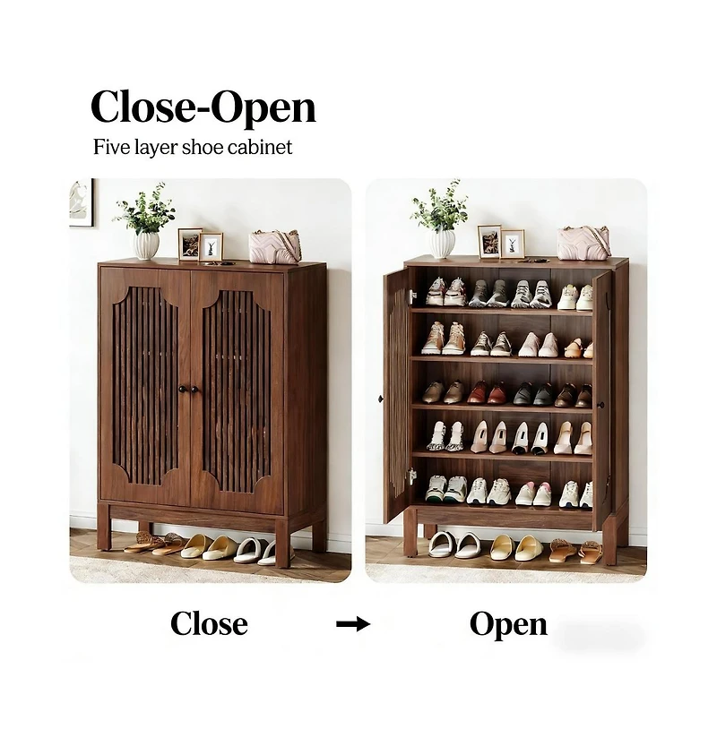 Slickblue 2 Door Mdf Shoe Storage Cabinet with Louvered Front Panels