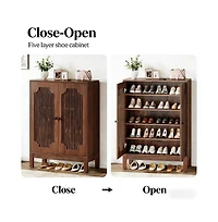 Slickblue 2 Door Mdf Shoe Storage Cabinet with Louvered Front Panels