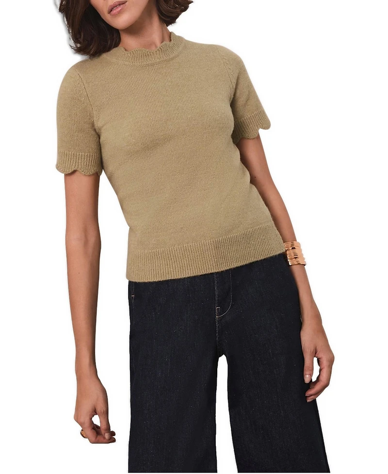 Mint Velvet Women's Scallop Trim Knit Top