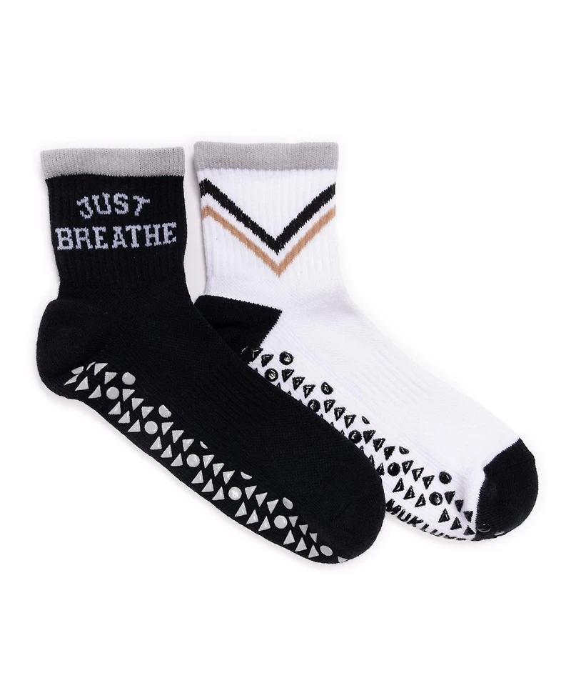 Muk Luks Women's Studio Socks 2 Pair Pack Quarter Crew