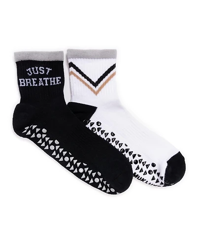 Muk Luks Women's Studio Socks 2 Pair Pack Quarter Crew