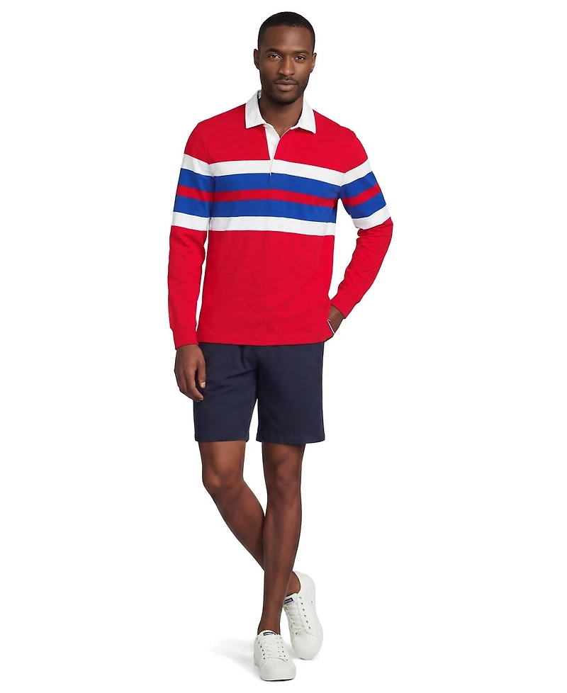 Lands' End Men's Long Sleeve Lightweight Slub Rugby Polo