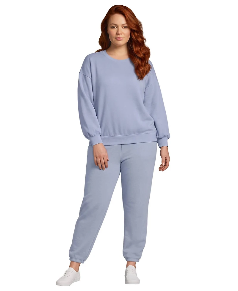 Lands' End Women's Plus Serious Sweats Oversized Long Sleeve Crew Neck Sweatshirt