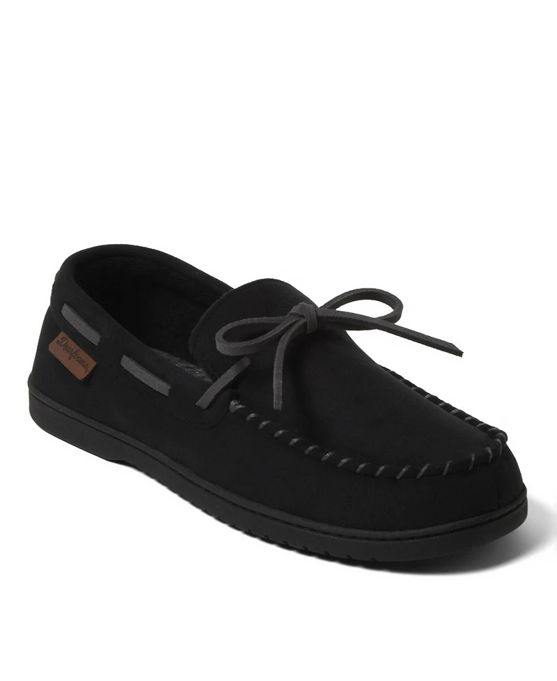 Dearfoams Men's Toby Moccasin Slipper with Tie