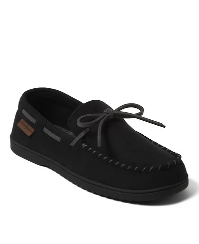 Dearfoams Men's Toby Moccasin Slipper with Tie