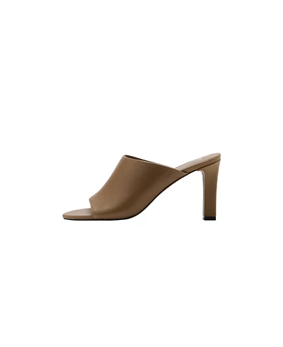 Mango Women's Wide Strap Slingback Leather Sandals