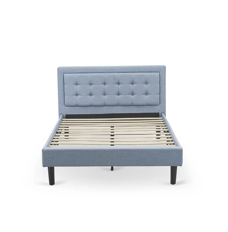 East West Furniture FN11F-1VL0C 2-Piece Platform Full Size Bedroom Set with 1 Mid Century Bed and a Bedroom Nightstand