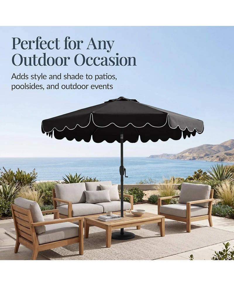 Best Choice Products 9ft Patio Market Umbrella with Scallop Trim, Fade-Resistant, Crank and Tilt, Wind Vent