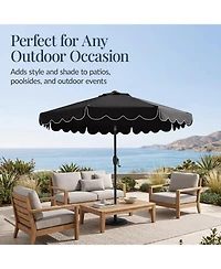 Best Choice Products 9ft Patio Market Umbrella with Scallop Trim, Fade-Resistant, Crank and Tilt, Wind Vent