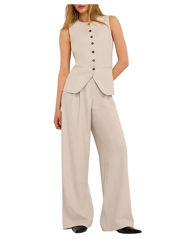 Mint Velvet Women's Tailored Crewneck Button-Front Vest