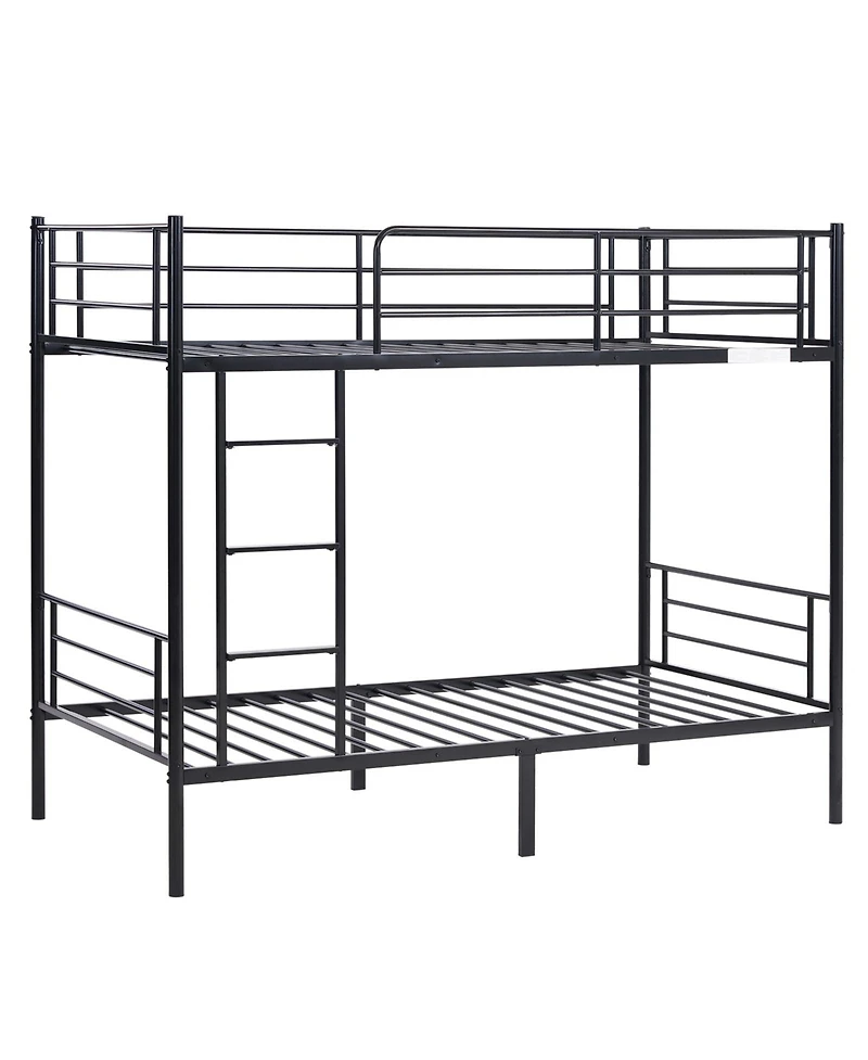 Slickblue Kids Twin Bunk Bed with Metal Frame, Ladder and Safety Guardrails