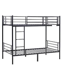 Slickblue Kids Twin Bunk Bed with Metal Frame, Ladder and Safety Guardrails