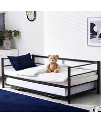 Slickblue Twin Convertible Metal Daybed with Pull-Out Trundle Bed