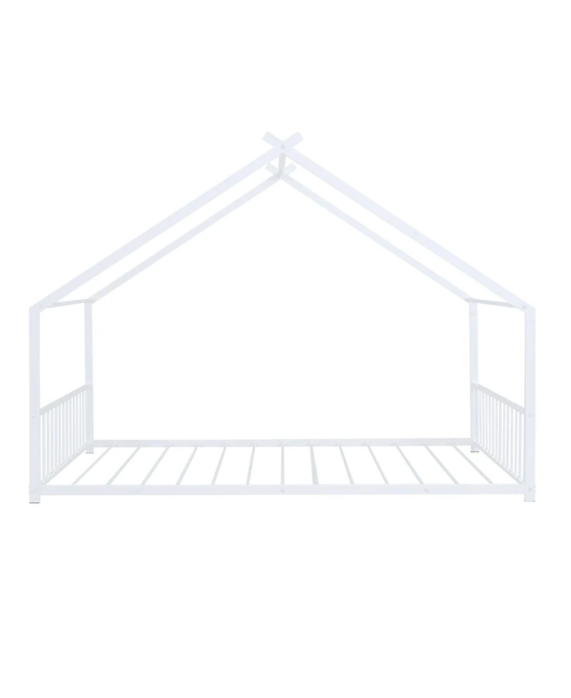 Slickblue Full Size Metal House Bed Frame with Decorative Design
