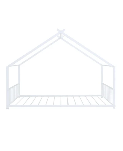 Slickblue Full Size Metal House Bed Frame with Decorative Design