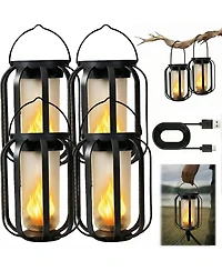 Cushry Solar Lanterns Outdoor Waterproof Hanging Solar Lantern Flickering Flame Solar Lights for Garden Patio Yard Decor ( Pieces