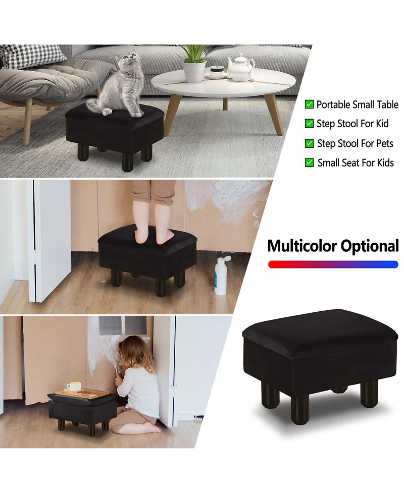Slickblue Modern Storage Ottoman Footrest with Solid Wood Legs
