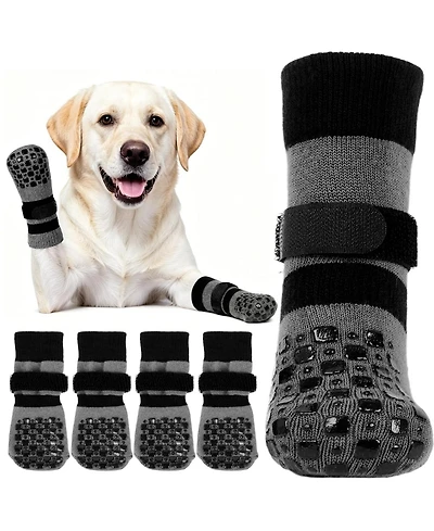 Double-Sided Grip Protective Dog Socks with Adjustable Straps for All Floors