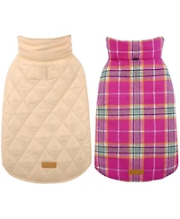 Reversible Waterproof Fleece-Lined Dog Jacket with Leash Access | Cold Weather Coat