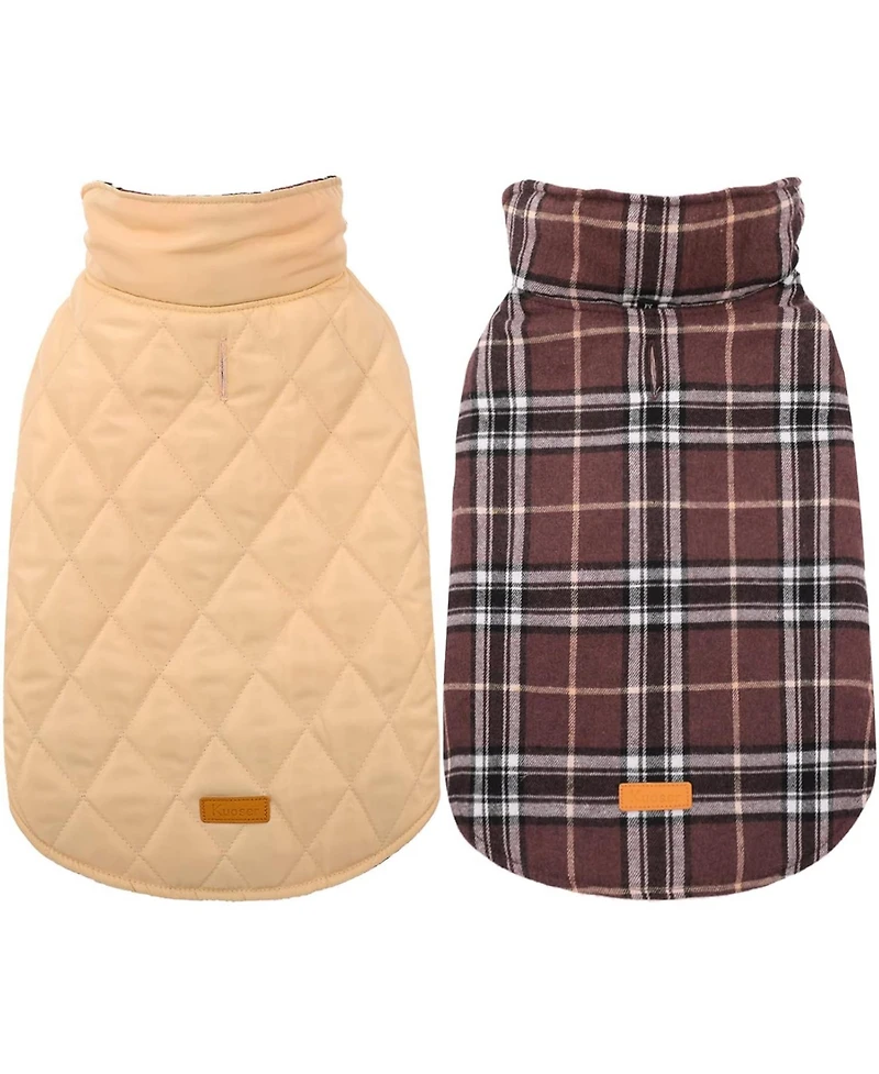 Reversible Waterproof Fleece-Lined Dog Jacket with Leash Access | Cold Weather Coat for Medium Dogs