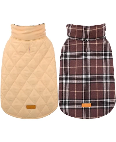 Reversible Waterproof Fleece-Lined Dog Jacket with Leash Access | Cold Weather Coat for Medium Dogs